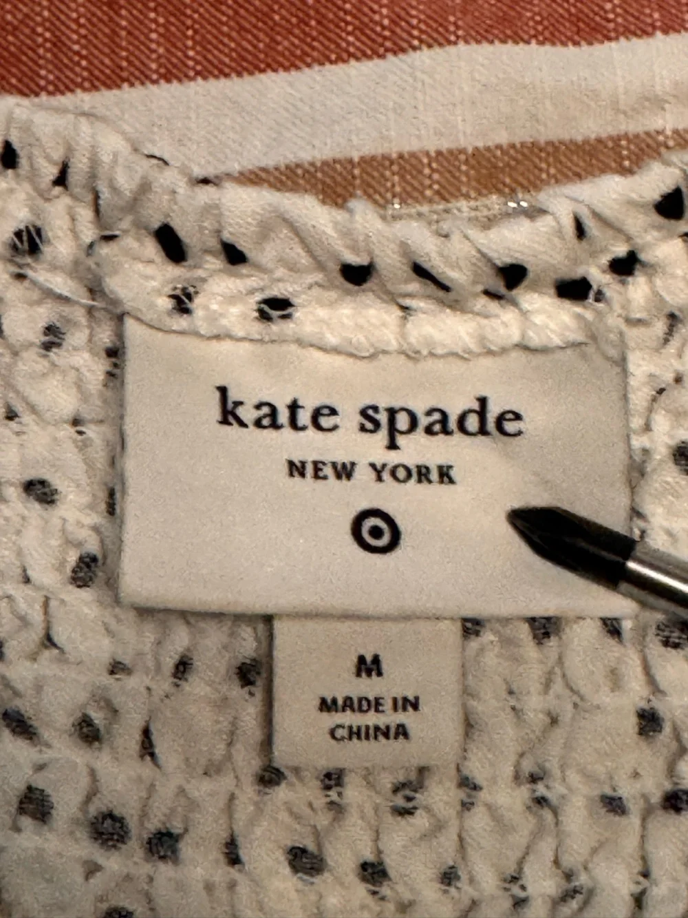 Kate Spade New York x Target Polka Dot Linen Babydoll Tank Top Cream Black M B5